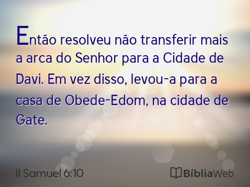 II Samuel 6:10 em imagem para compartilhar