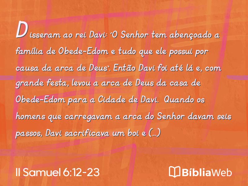 II Samuel 6:12-23 em imagem para compartilhar