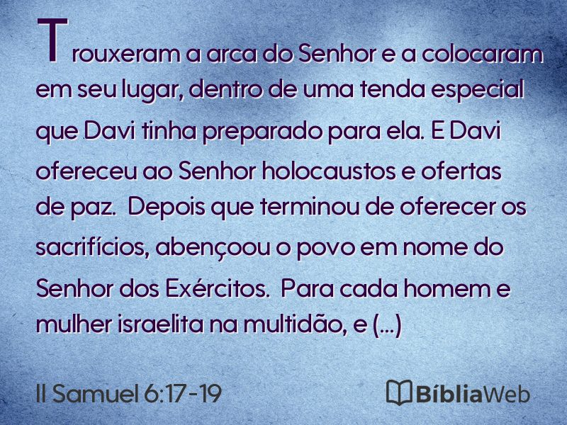 II Samuel 6:17-19 em imagem para compartilhar
