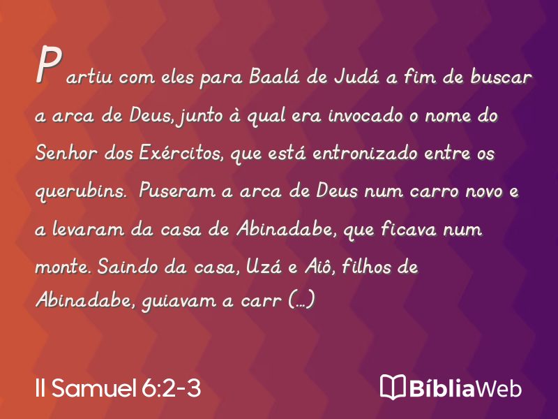 II Samuel 6:2-3 em imagem para compartilhar