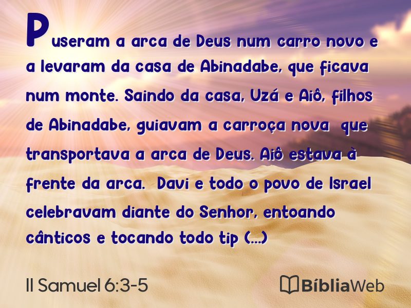 II Samuel 6:3-5 em imagem para compartilhar