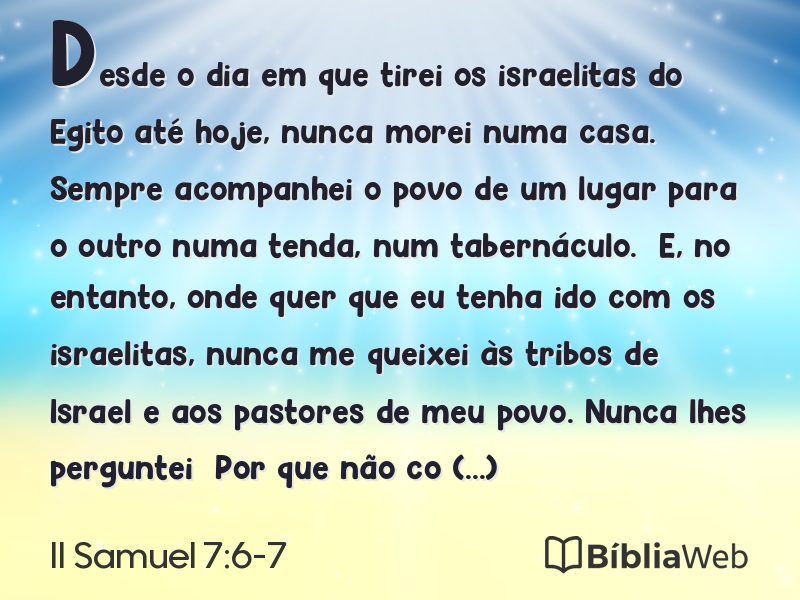 II Samuel 7:6-7 em imagem para compartilhar