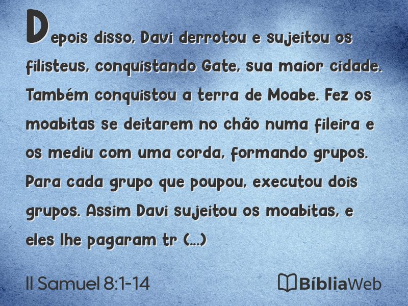 II Samuel 8:1-14 em imagem para compartilhar