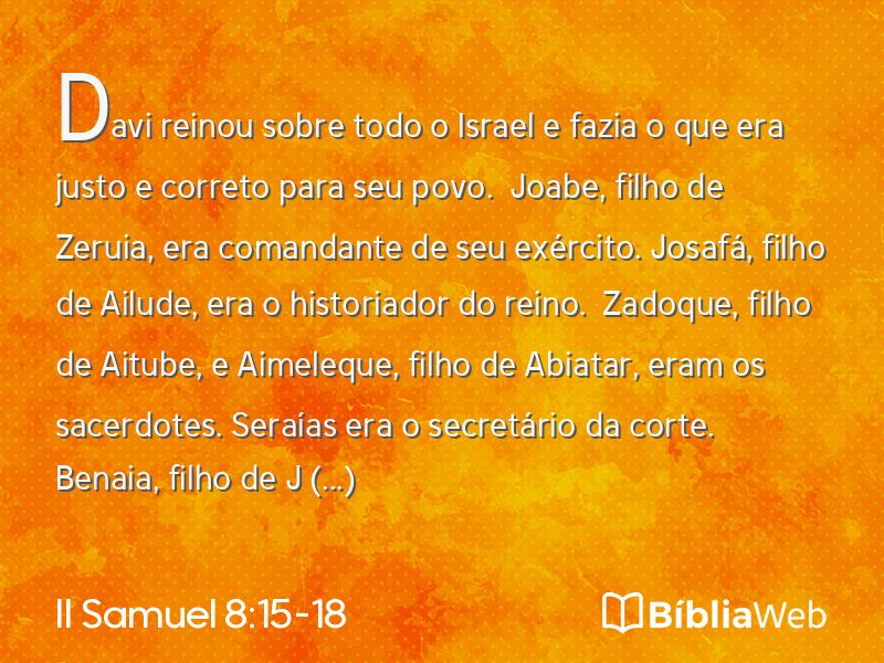 II Samuel 8:15-18 em imagem para compartilhar