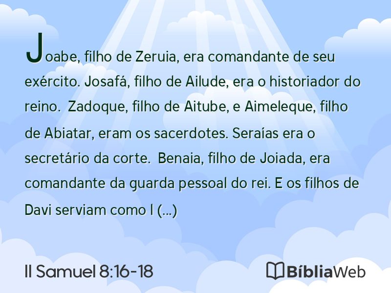 II Samuel 8:16-18 em imagem para compartilhar