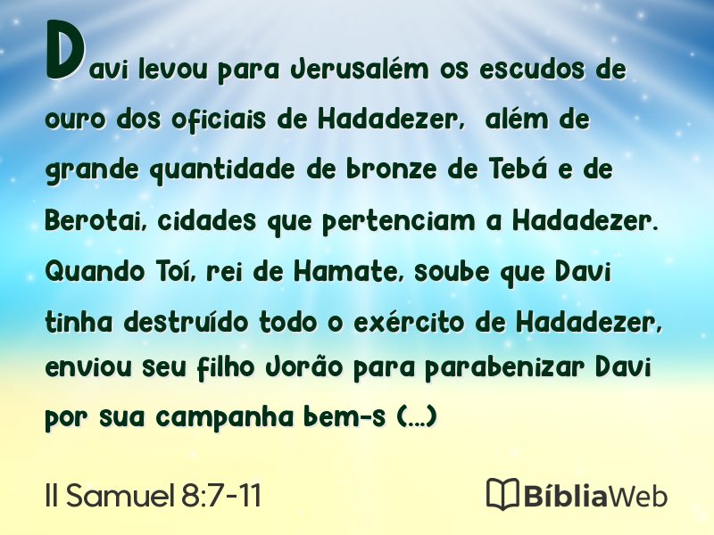 II Samuel 8:7-11 em imagem para compartilhar