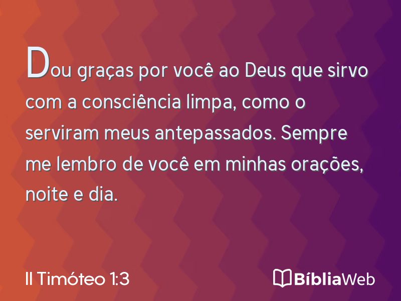 II Timóteo 1:3 em imagem para compartilhar