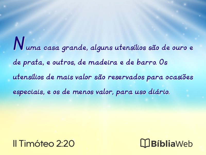 II Timóteo 2:20 em imagem para compartilhar