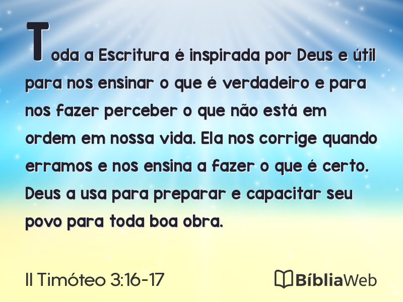 II Timóteo 3:16-17 em imagem para compartilhar