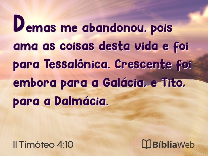 II Timóteo 4:10 em imagem para compartilhar