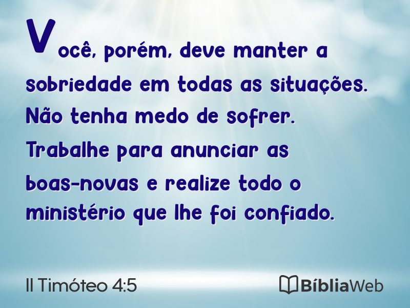 II Timóteo 4:5 em imagem para compartilhar