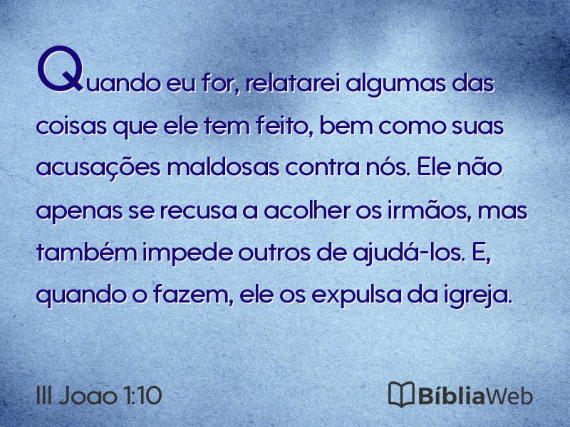 III Joao 1:10 em imagem para compartilhar
