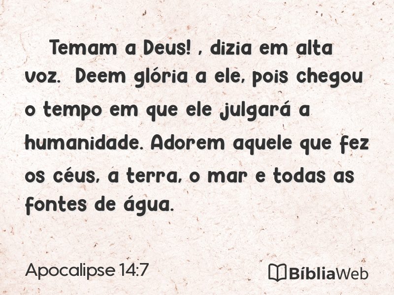 Apocalipse 14:7 em imagem para compartilhar