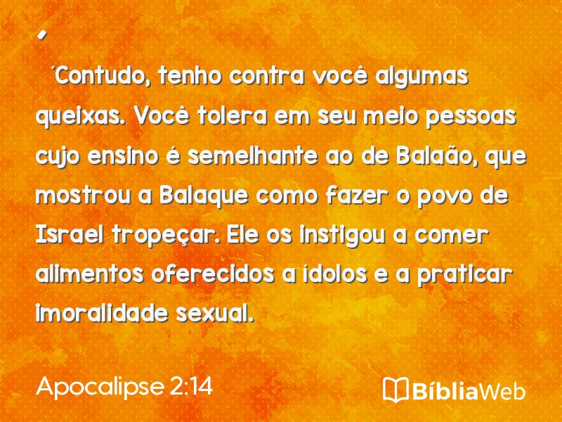 Apocalipse 2:14 em imagem para compartilhar