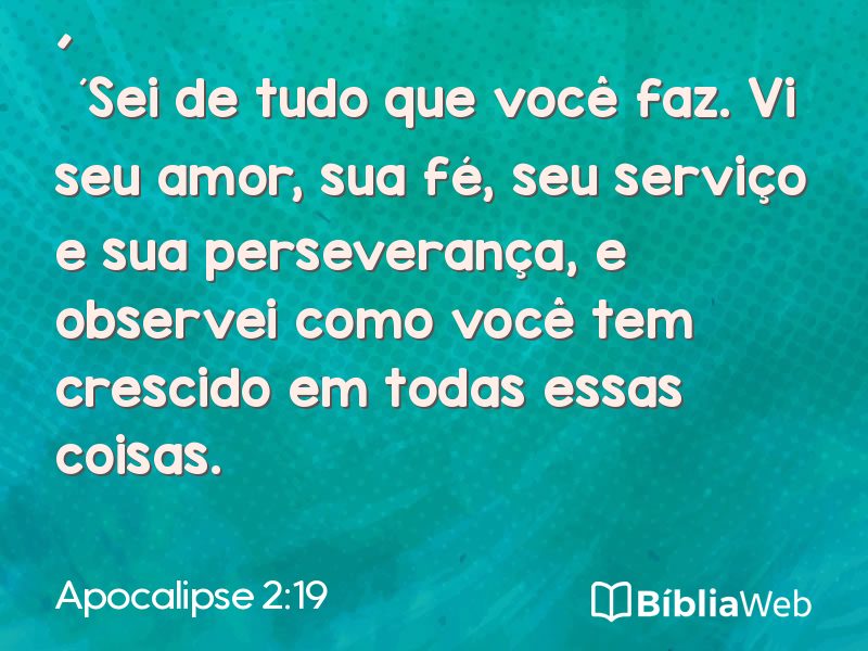 Apocalipse 2:19 em imagem para compartilhar