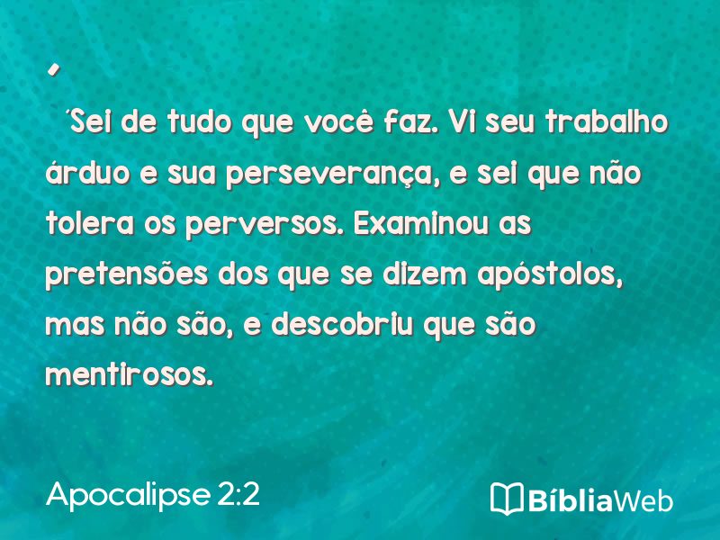 Apocalipse 2:2 em imagem para compartilhar
