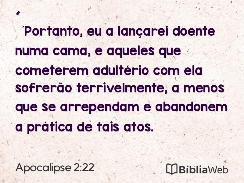 Apocalipse 2:22 em imagem para compartilhar