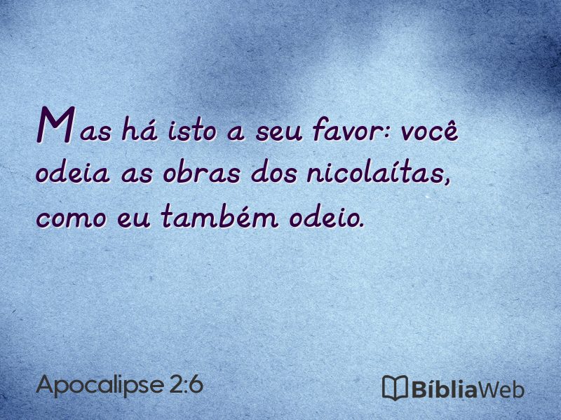 Apocalipse 2:6 em imagem para compartilhar
