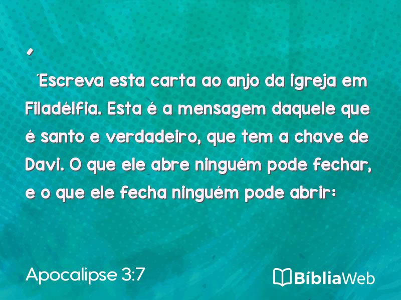 Apocalipse 3:7 em imagem para compartilhar