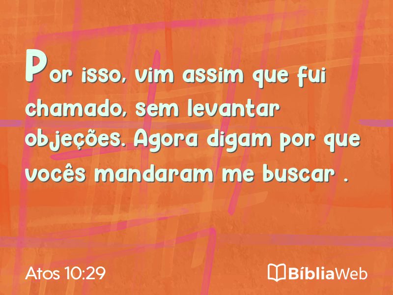 Atos 10:29 em imagem para compartilhar