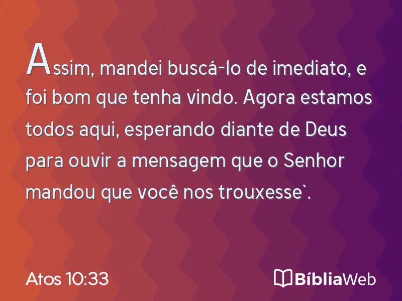 Atos 10:33 em imagem para compartilhar