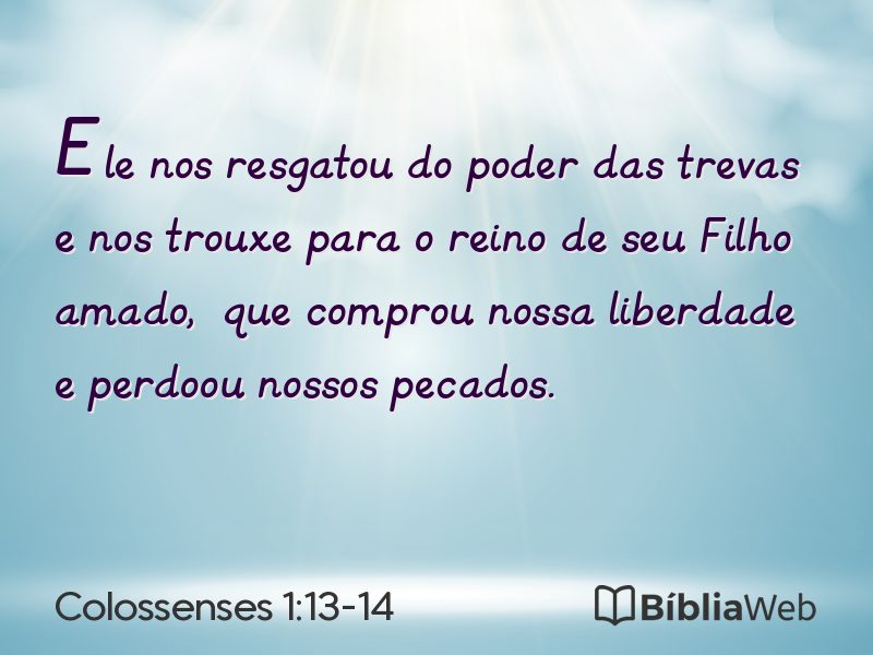 Colossenses 1:13-14 em imagem para compartilhar