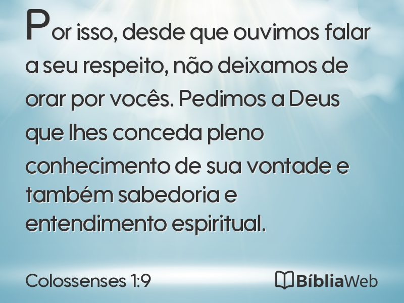 Colossenses 1:9 em imagem para compartilhar