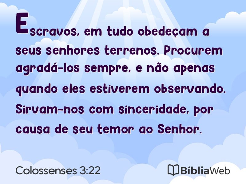 Colossenses 3:22 em imagem para compartilhar