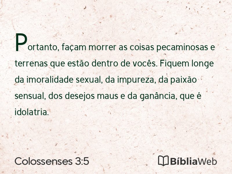 Colossenses 3:5 em imagem para compartilhar