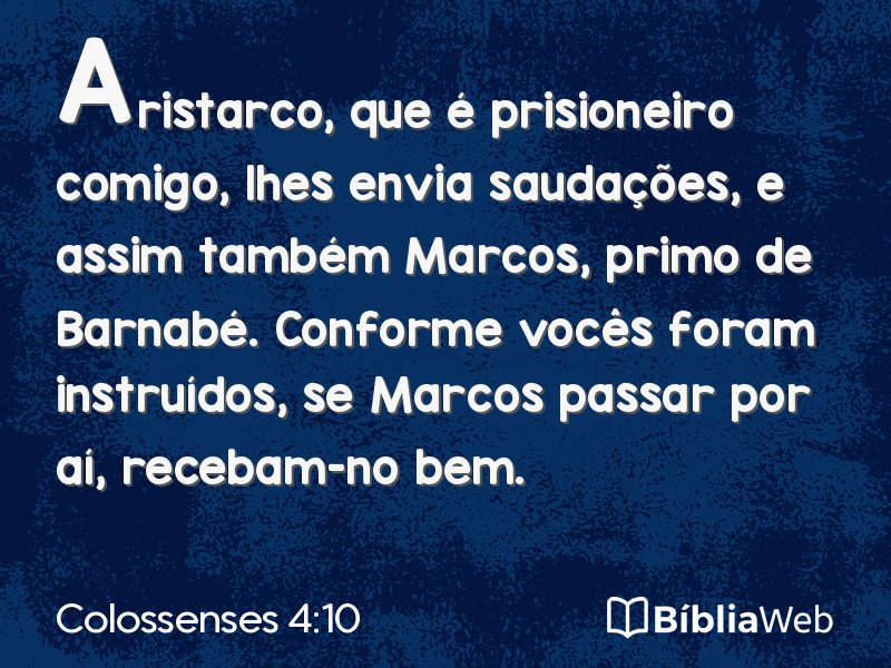 Colossenses 4:10 em imagem para compartilhar