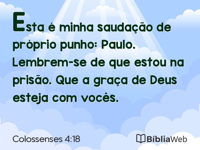 Colossenses 4:18 em imagem para compartilhar