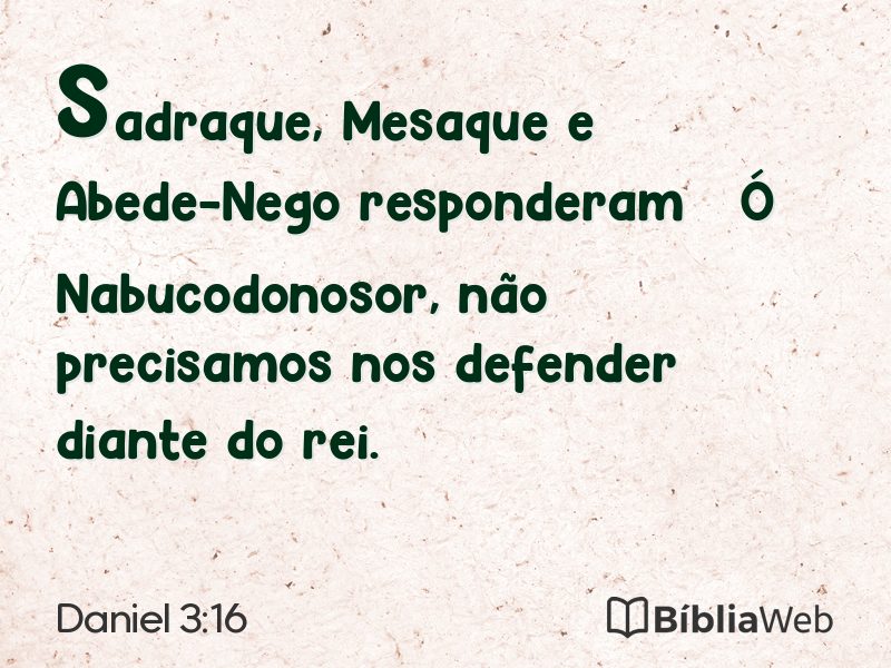 Daniel 3:16 em imagem para compartilhar