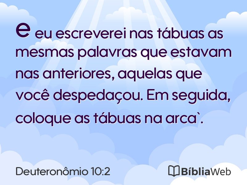 Deuteronômio 10:2 em imagem para compartilhar