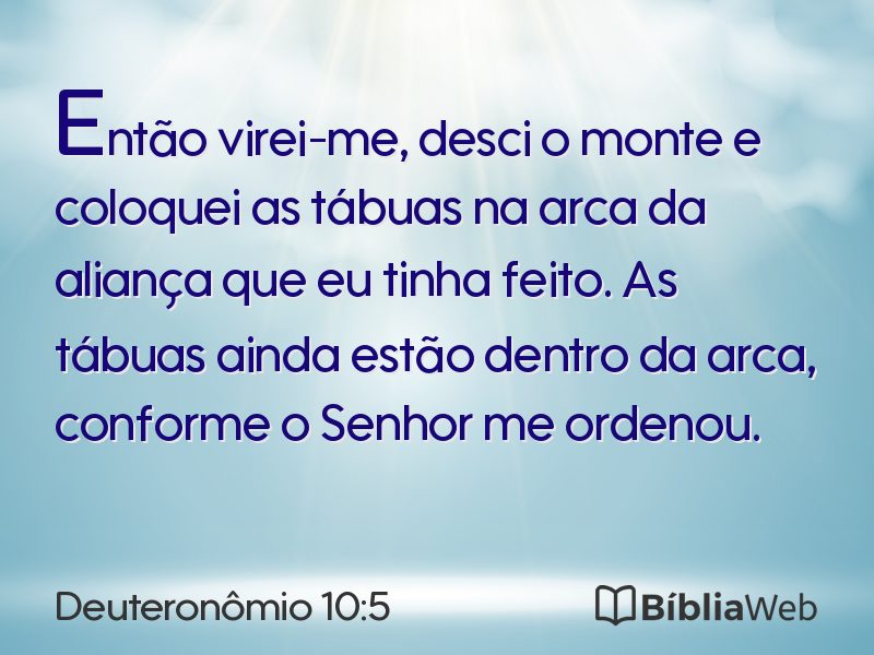 Deuteronômio 10:5 em imagem para compartilhar