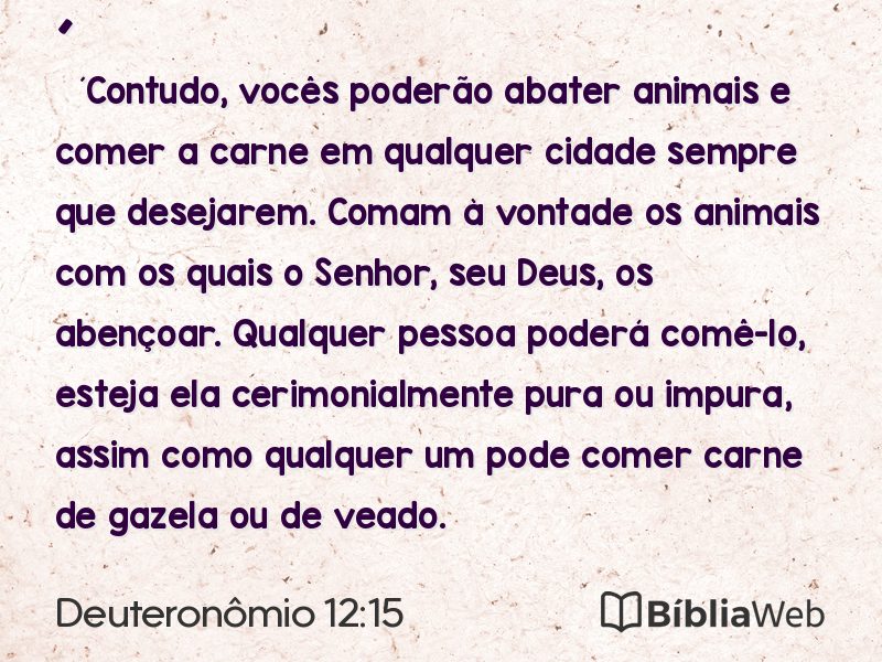 Deuteronômio 12:15 em imagem para compartilhar