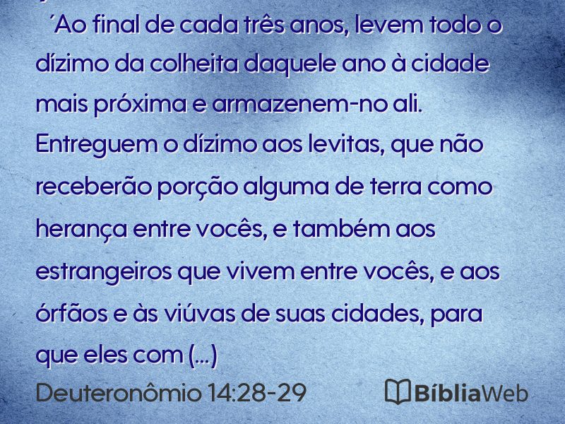 Deuteronômio 14:28-29 em imagem para compartilhar