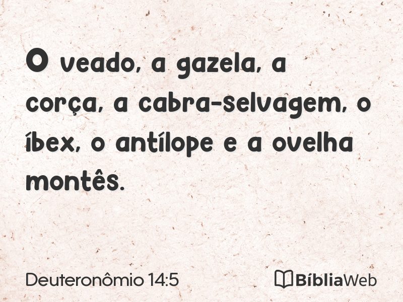 Deuteronômio 14:5 em imagem para compartilhar