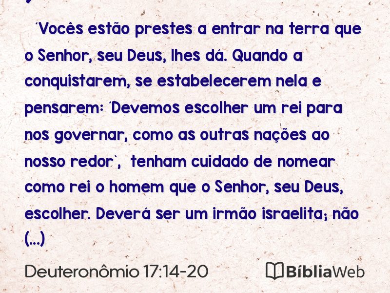 Deuteronômio 17:14-20 em imagem para compartilhar