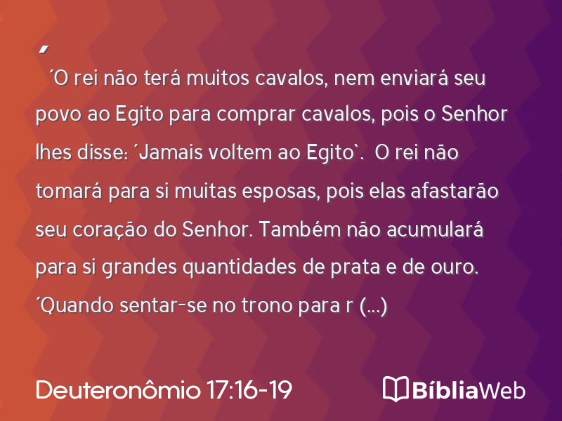 Deuteronômio 17:16-19 em imagem para compartilhar