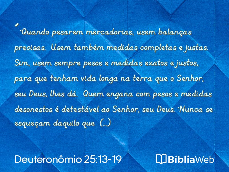 Deuteronômio 25:13-19 em imagem para compartilhar