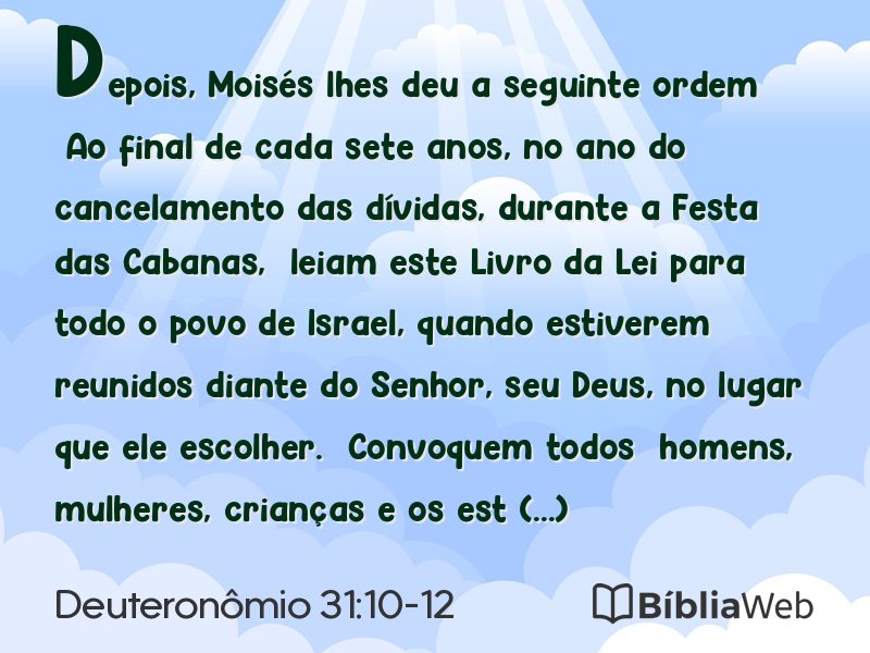 Deuteronômio 31:10-12 em imagem para compartilhar