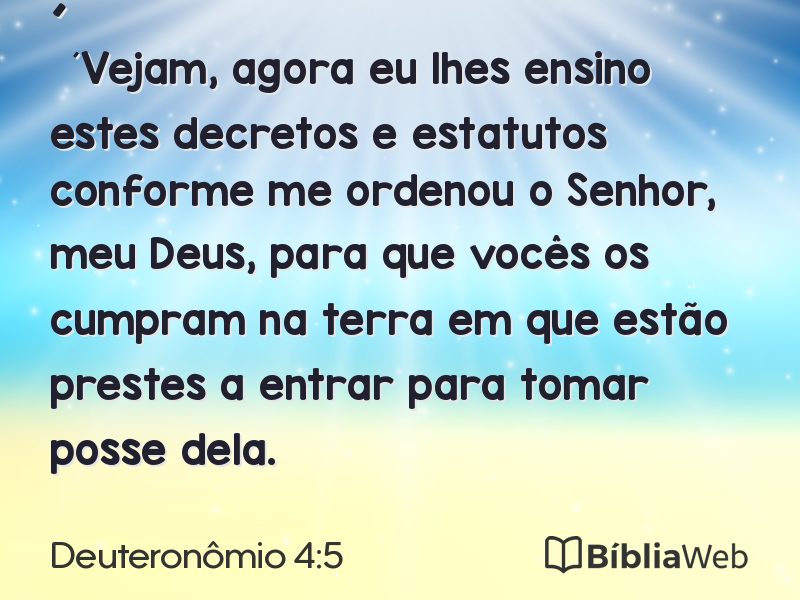 Deuteronômio 4:5 em imagem para compartilhar