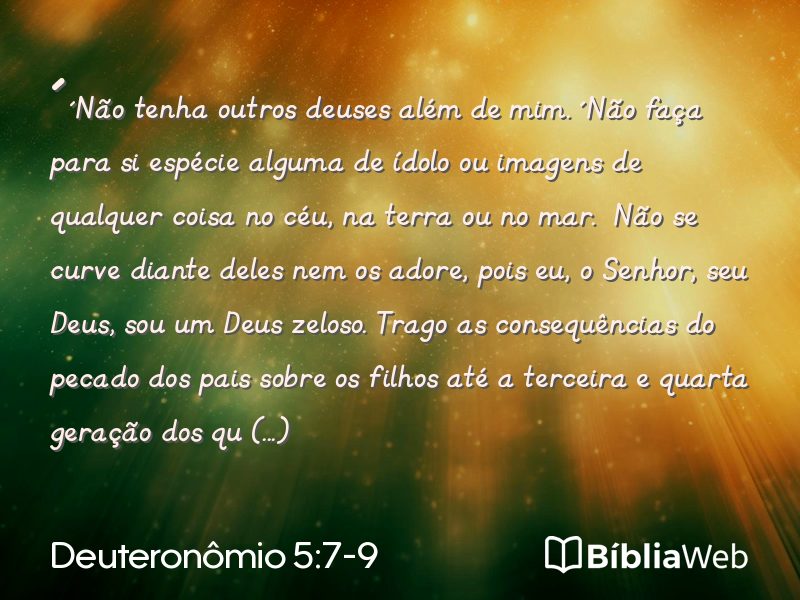 Deuteronômio 5:7-9 em imagem para compartilhar