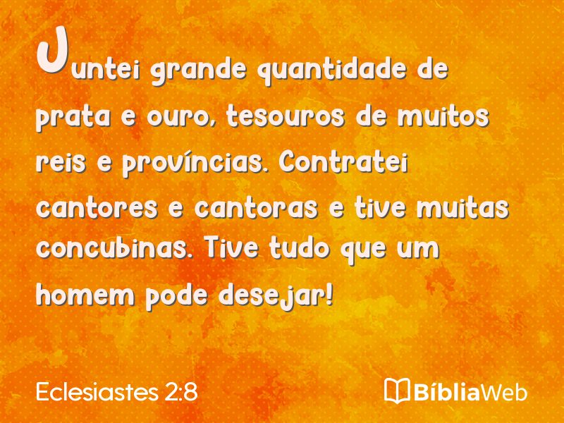 Eclesiastes 2:8 em imagem para compartilhar