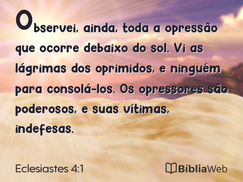 Eclesiastes 4:1 em imagem para compartilhar