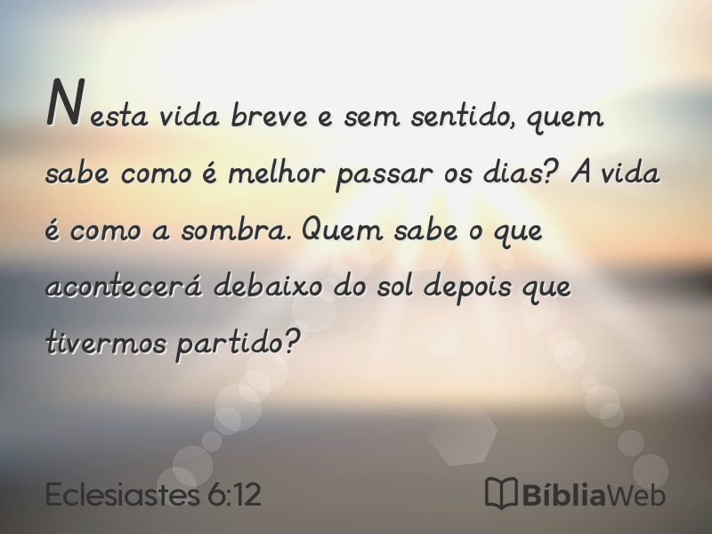 Eclesiastes 6:12 em imagem para compartilhar