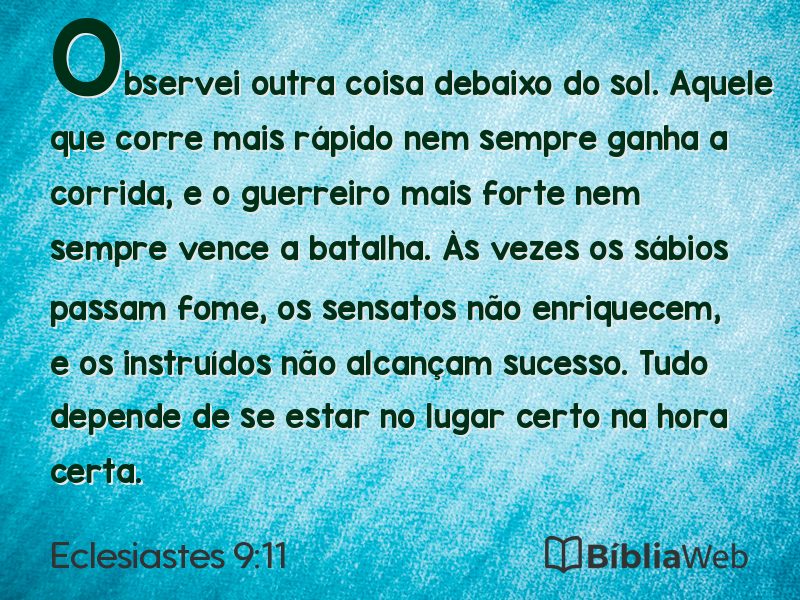 Eclesiastes 9:11 em imagem para compartilhar