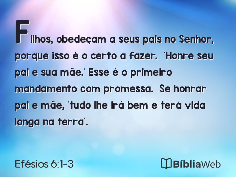Efésios 6:1-3 em imagem para compartilhar