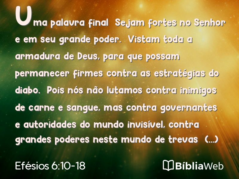 Efésios 6:10-18 em imagem para compartilhar