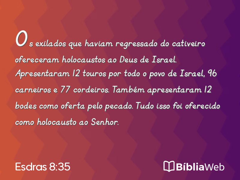 Esdras 8:35 em imagem para compartilhar